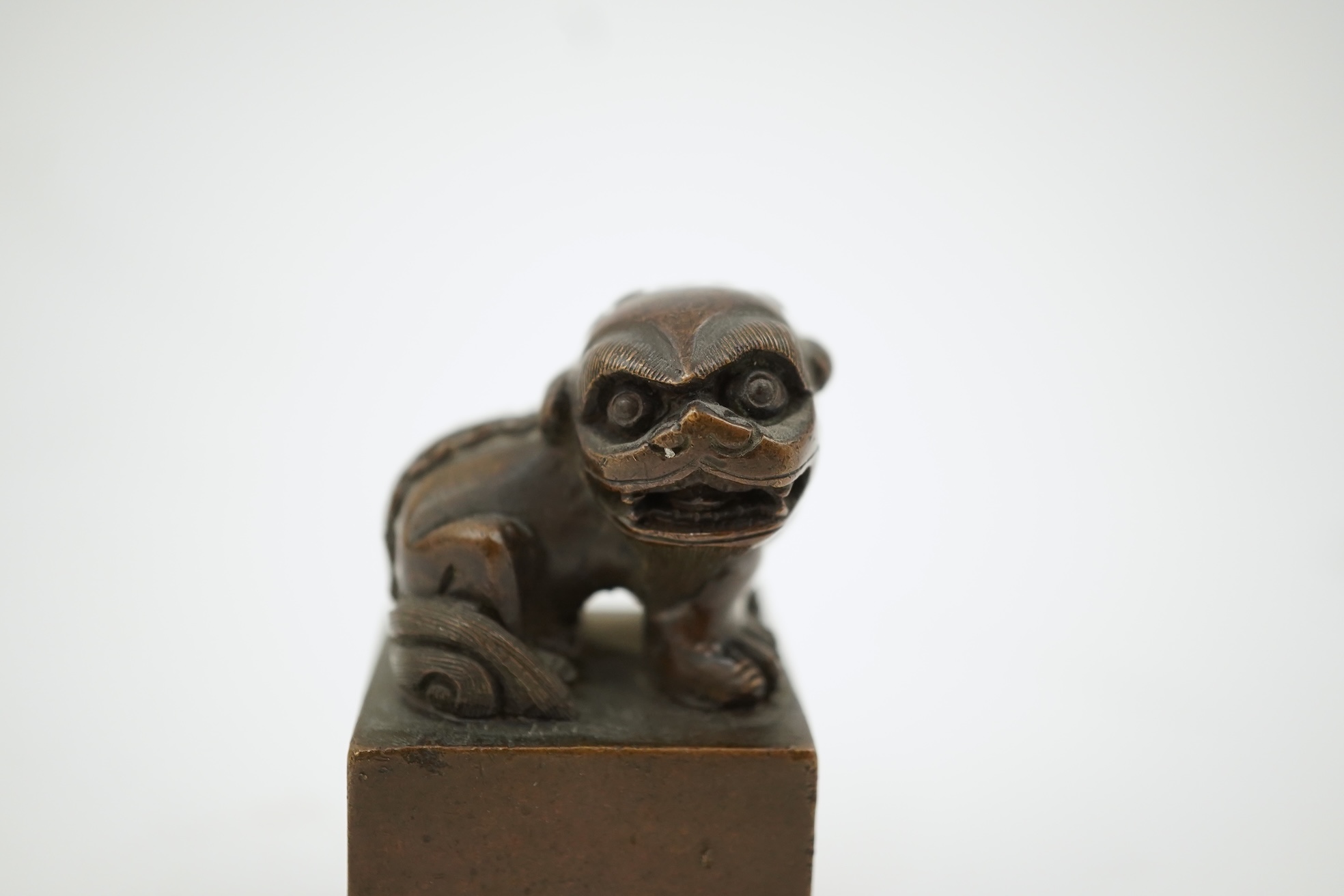 A Chinese bronze 'lion-dog' seal, 19th century